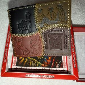 Inca Culture Leather Wallet - Black, Brown, Tan